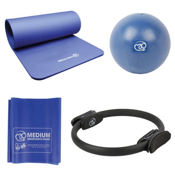 Pilates sportset met magic circle, fitnessmat, soft ball en weerstandsband