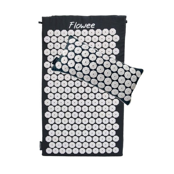 Flowee Spijkermat en Kussen Set Grijs/Wit