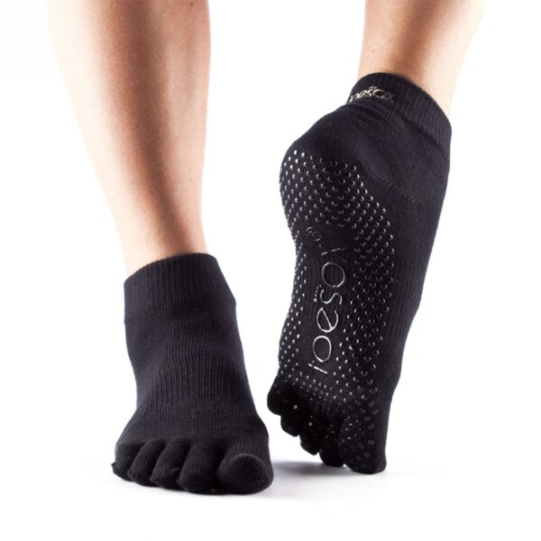 Antislip Sokken Ankle Met Tenen Zwart - ToeSox XS (33 - 35,5)