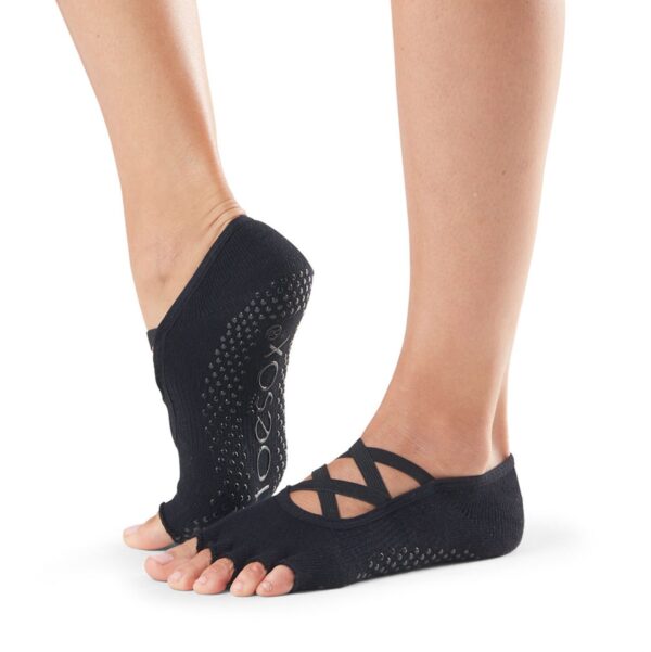 Elle - Ballerina Antislip Sokken - zonder Tenen - Zwart - ToeSox