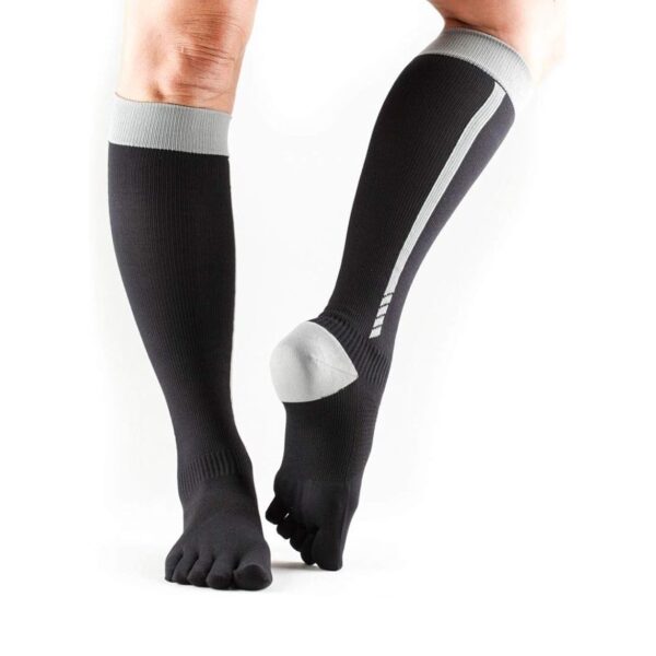 Zoe - Compressiekousen - Teen Sokken - Zwart/Grijs - ToeSox