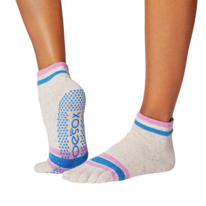 Antislip Sokken Ankle Met Tenen Paradise Navy Stipe - ToeSox S (36 - 38,5)
