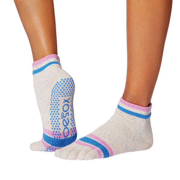 Antislip Sokken Ankle Met Tenen Paradise Navy Stipe - ToeSox S (36 - 38,5)