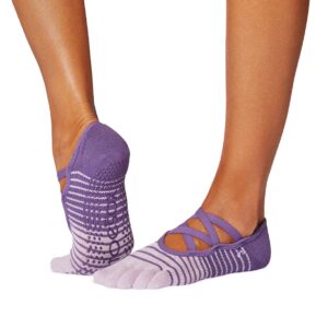 Antislip Sokken Elle met Tenen Grape Stripe - ToeSox S (36 - 38,5)