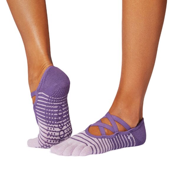 Antislip Sokken Elle met Tenen Grape Stripe - ToeSox S (36 - 38,5)