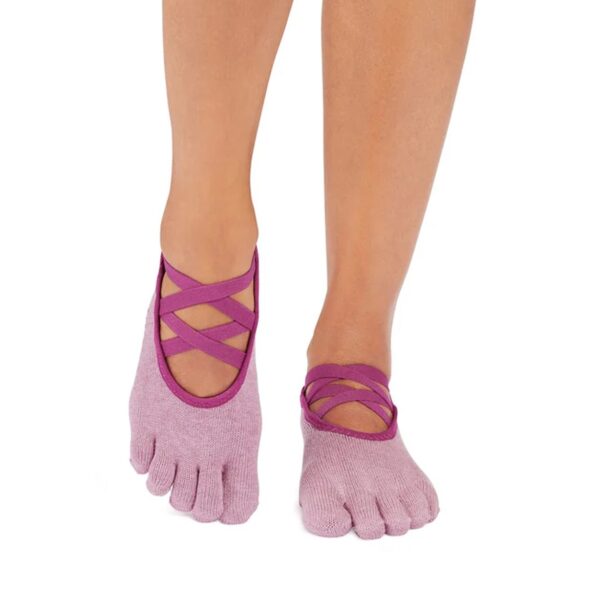 Antislip Sokken Elle met Tenen Wineberry Heather - Toesox S (36 - 38,5)