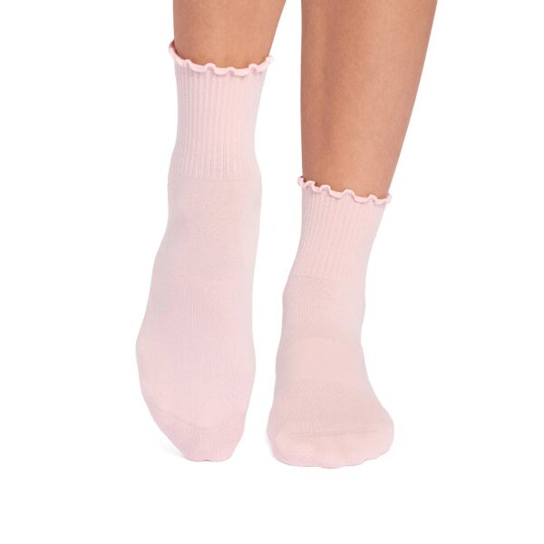 Roze ruffle gripsokken Aria Fleur detail ruffle boord