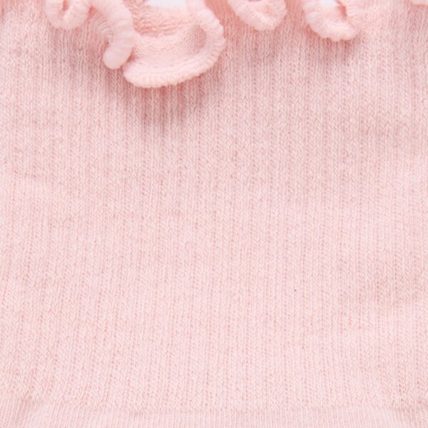 Roze ruffle gripsokken Aria Fleur mini crew pasvorm