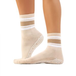 Beige crew gripsokken Nude Stripe MoveActive hoofdfoto