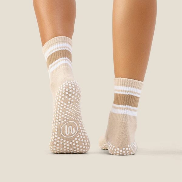 Beige crew gripsokken MoveActive onderkant met siliconen grip