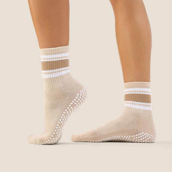 Geribbelde beige crew gripsokken MoveActive