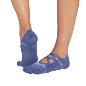 Blauwe tie dye gripsokken Elle Ultra Fine Knit ToeSox hoofdfoto