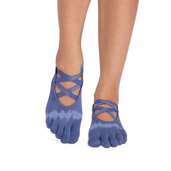Blauwe tie dye gripsokken Elle kruis elastieken detail