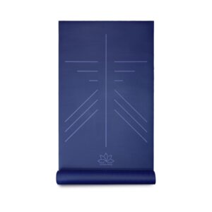 alignment yoga mat blauw vooraanzicht 183x68 cm