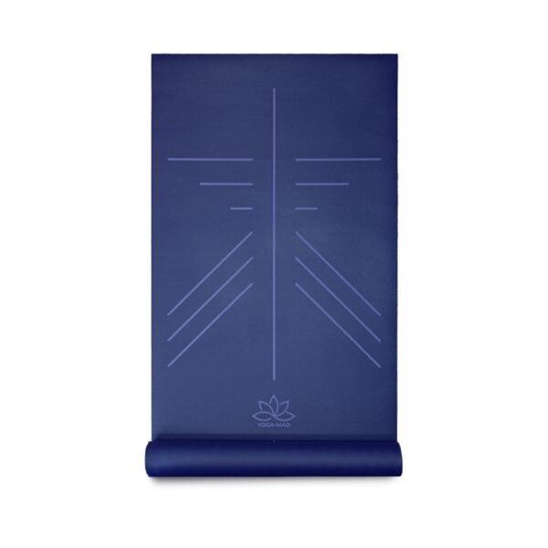 alignment yoga mat blauw vooraanzicht 183x68 cm